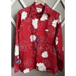 Vtg Tori Richard Honolulu Men's M Polyester Long Sleeve Hawaiian Floral Shirt